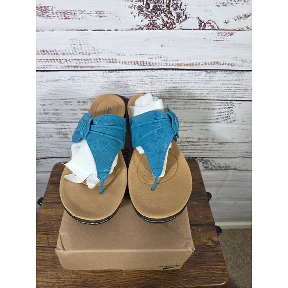 Clarks Laurieann Rae Turquoise Sandals 12W Cloud steppers for comfort - Picture 3 of 8